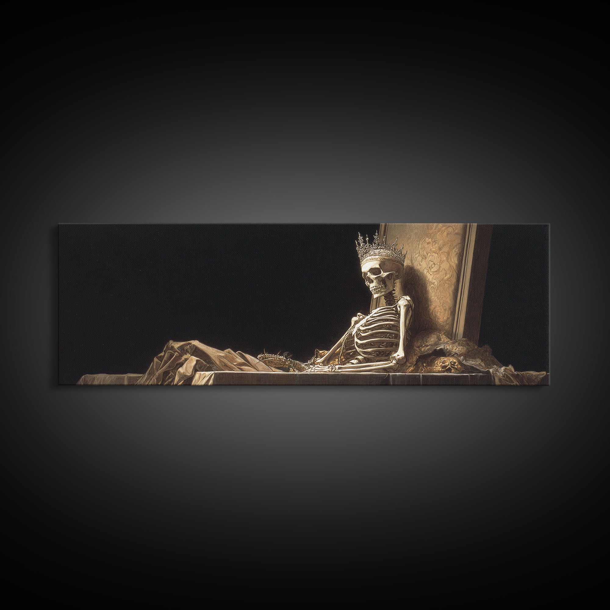 The Bone Queen, Visionary Gothic Art, Extra Wide Wall Art, Dark Halloween Decor, Canvas Print, Halloween Wall Art, Dark Fantasy Art