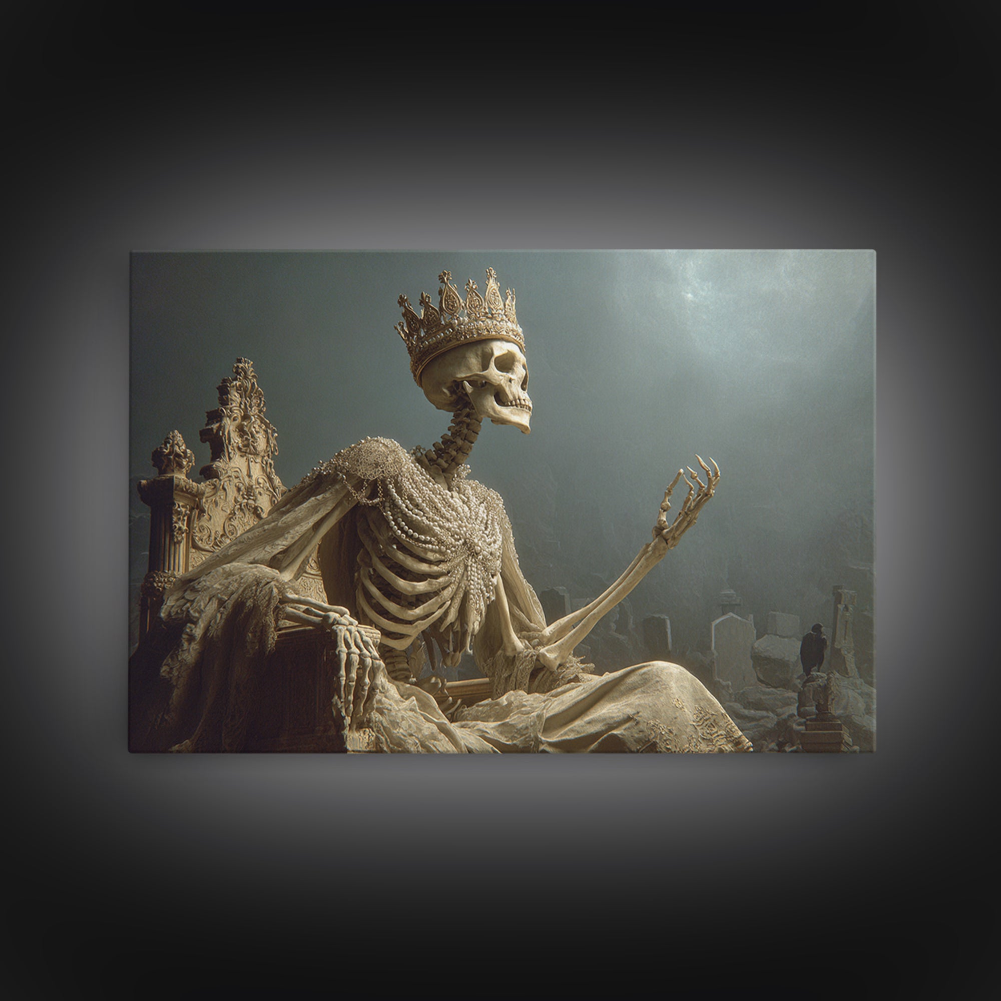The Bone Queen, Romantic Gothic Landscape, Landscape Wall Art, Gothic Horror Wall Art, Canvas Print, Halloween Wall Art