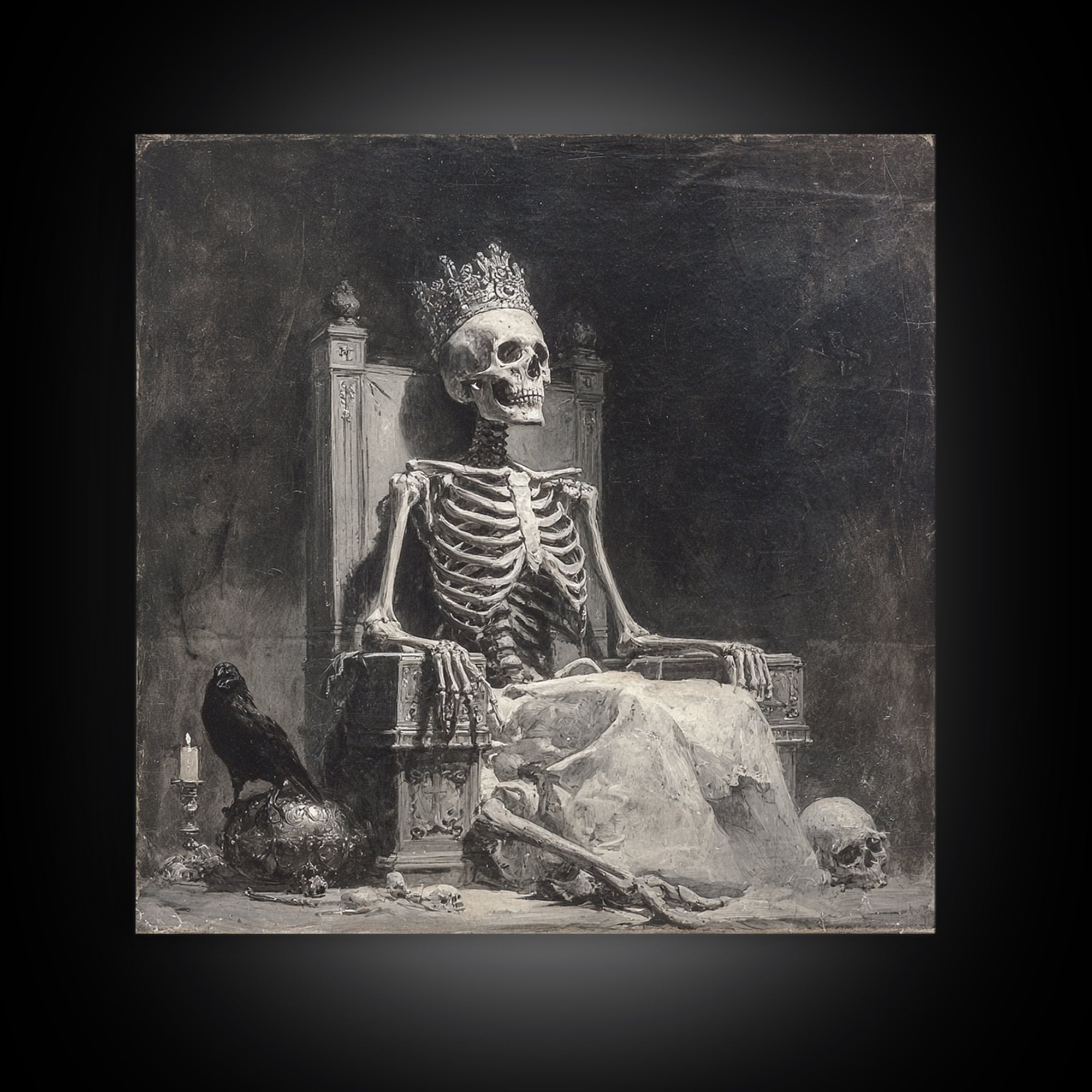 The Bone Queen, Symbolist Dream Art, Square Wall Art, Macabre Wall Art, Canvas Print, Halloween Wall Art, Horror Wall Art