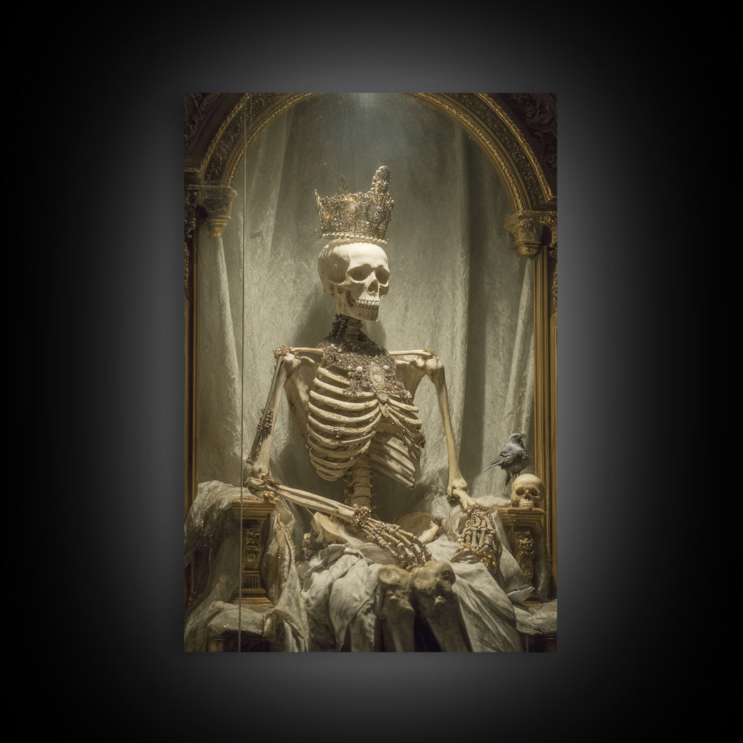 The Bone Queen, Decadent Gothic Art, Vertical Wall Art, Gothic Horror Wall Art, Canvas Print, Halloween Wall Art, Dark Fantasy Art