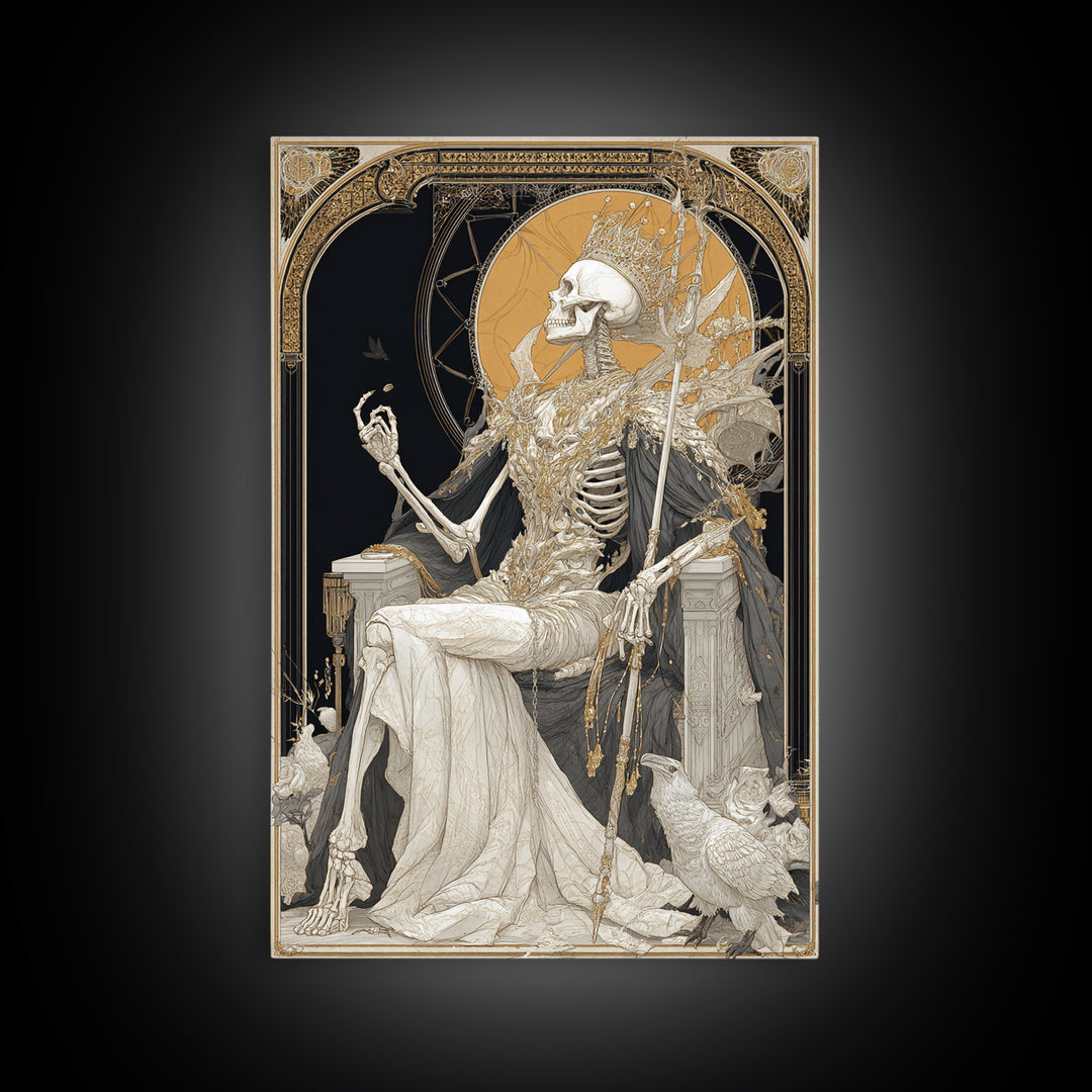 The Bone Queen, Symbolist Death Art, Vertical Wall Art, Macabre Wall Art, Canvas Print, Halloween Wall Art, Gothic Home Decor