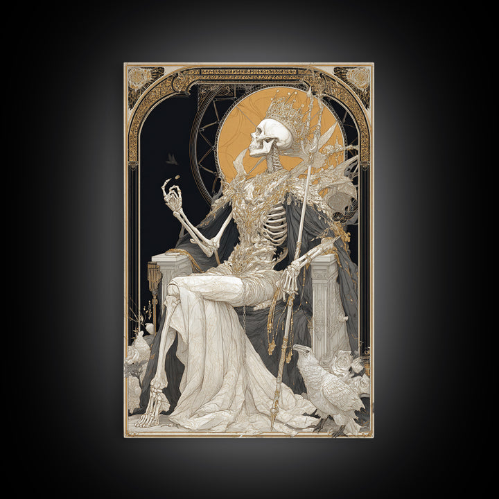 The Bone Queen, Symbolist Death Art, Vertical Wall Art, Macabre Wall Art, Canvas Print, Halloween Wall Art, Gothic Home Decor