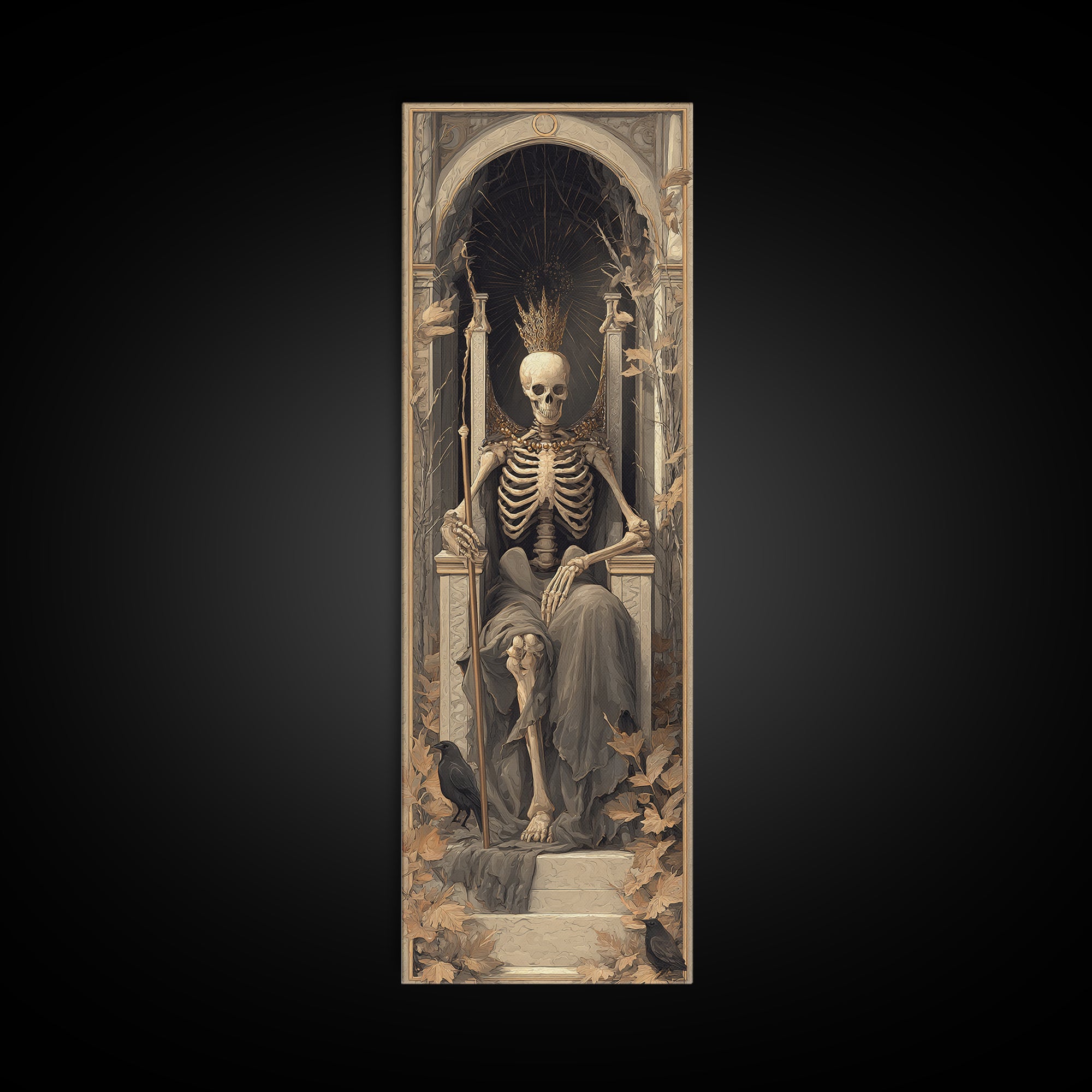 The Bone Queen, Surreal Apocalyptic Art, Tall Narrow Wall Art, Macabre Wall Art, Canvas Print, Halloween Wall Art, Halloween Decor