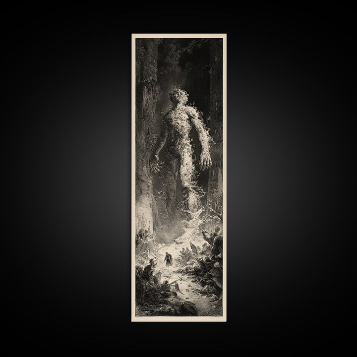 The Candlewax Man, Gothic Engraving Art, Tall Narrow Wall Art, Gothic Horror Wall Art, Framed Canvas Print, Halloween Wall Art