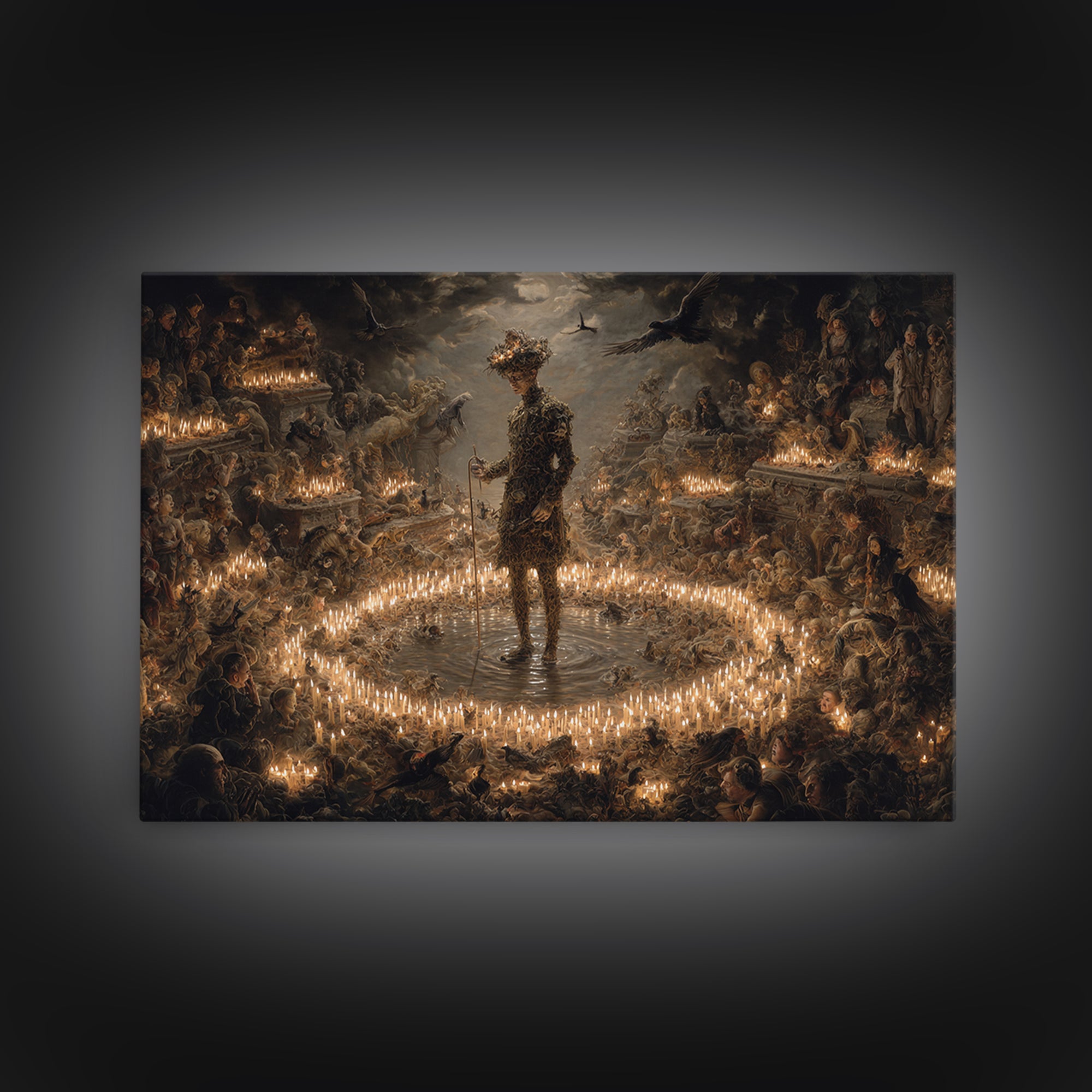 The Candlewax Man, Medieval Grotesque Art, Landscape Wall Art, Dark Fantasy Wall Art, Framed Canvas Print, Halloween Wall Art
