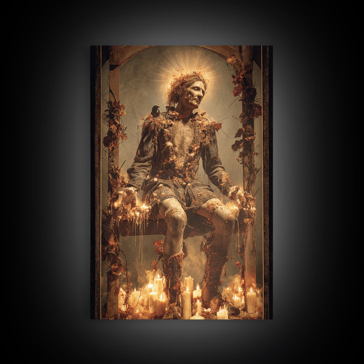 The Candlewax Man, Dark Renaissance Art, Vertical Wall Art, Dark Fantasy Wall Art, Canvas Print, Halloween Wall Art