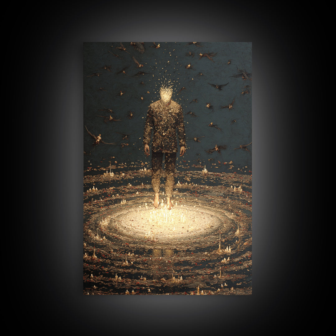 The Candlewax Man, Dark Romantic Horror Art, Vertical Wall Art, Macabre Wall Art, Framed Canvas Print, Halloween Wall Art