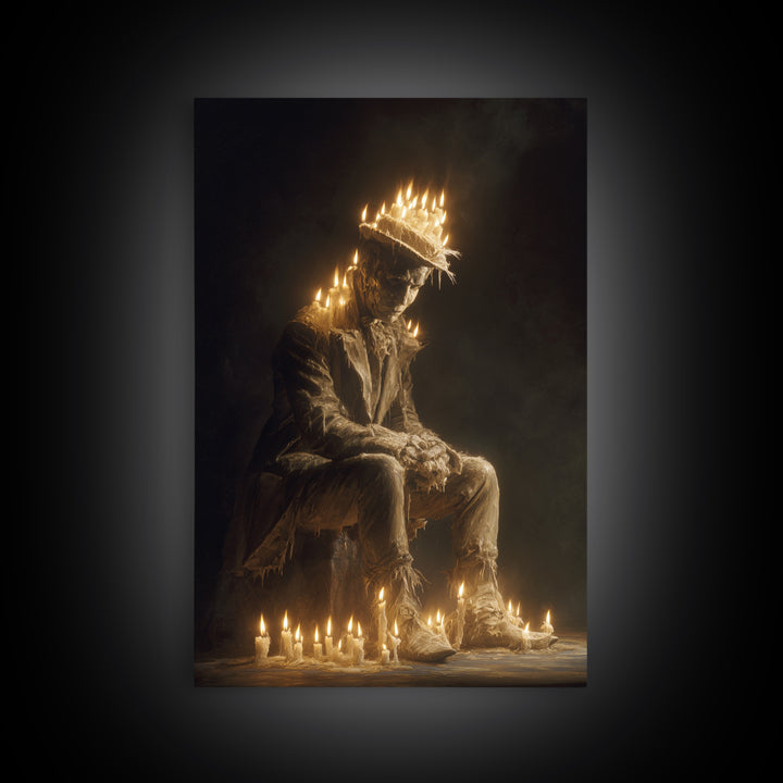 The Candlewax Man, Gothic Nightmare Art, Vertical Wall Art, Dark Halloween Decor, Framed Canvas Print, Halloween Wall Art