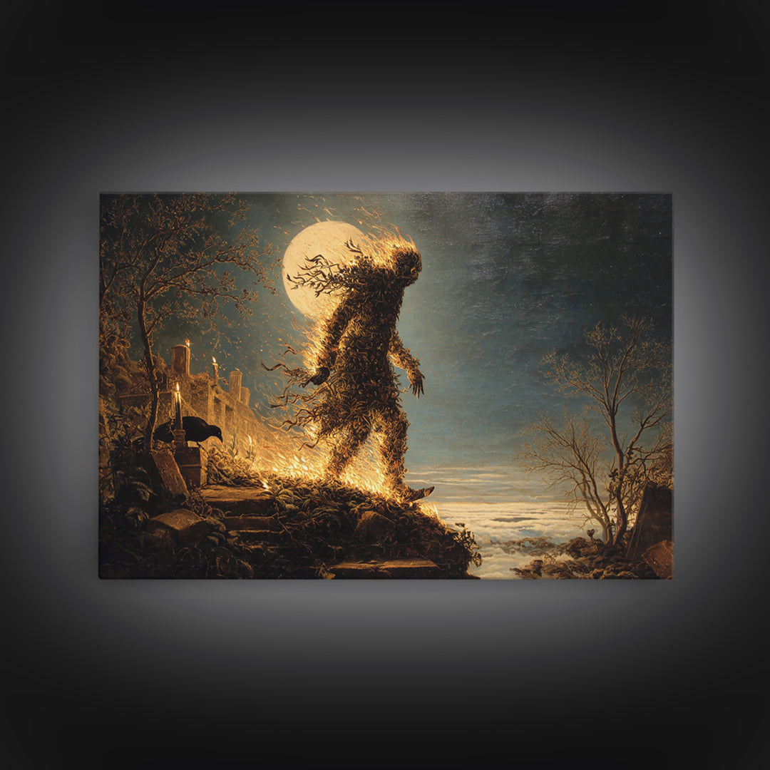 The Candlewax Man, Romantic Gothic Landscape, Landscape Wall Art, Macabre Wall Art, Framed Canvas Print, Halloween Wall Art