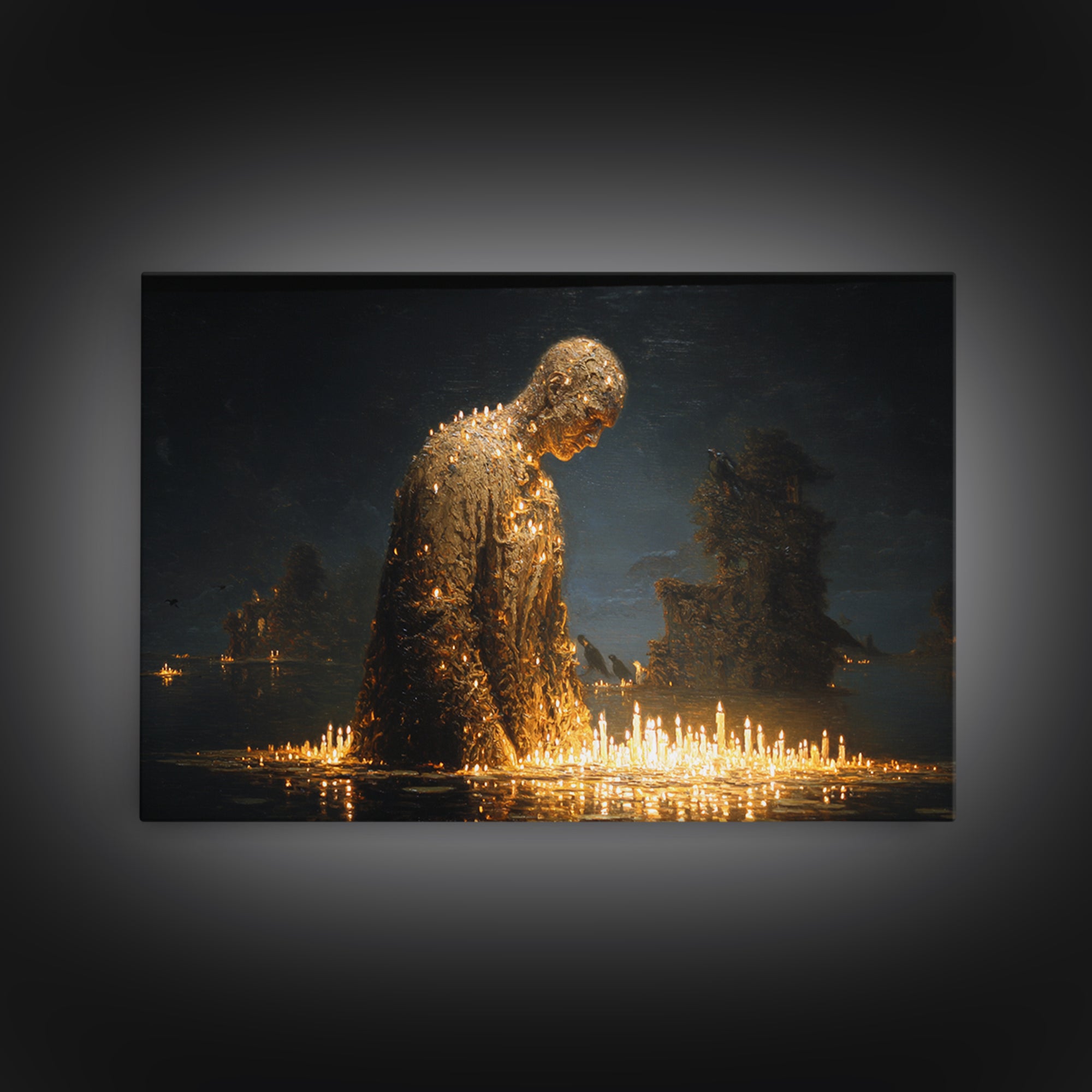 The Candlewax Man, Symbolist Gothic Landscape, Landscape Wall Art, Gothic Horror Wall Art, Canvas Print, Halloween Wall Art