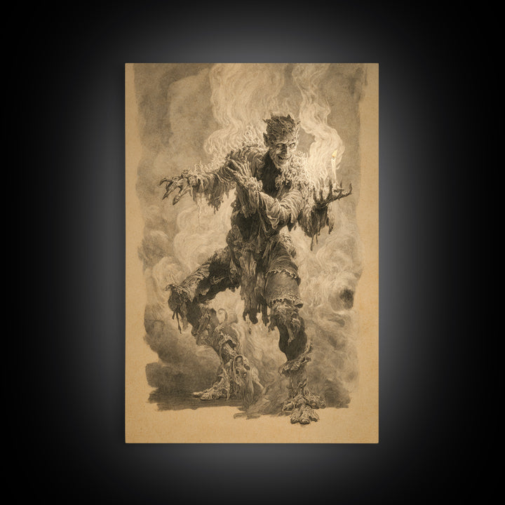 The Candlewax Man, Decadent Gothic Art, Vertical Wall Art, Dark Fantasy Wall Art, Framed Canvas Print, Halloween Wall Art