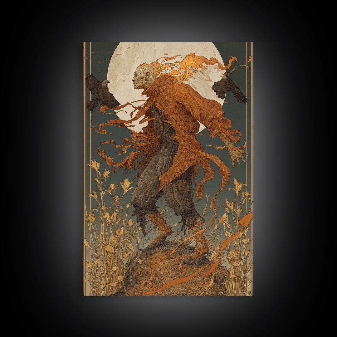 The Candlewax Man, Symbolist Death Art, Vertical Wall Art, Macabre Wall Art, Framed Canvas Print, Halloween Wall Art