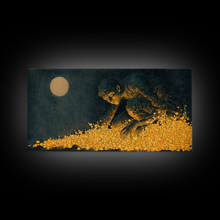 The Candlewax Man, Expressionist Nightmare Art, Wide Panoramic Art, Dark Halloween Decor, Canvas Print, Halloween Wall Art