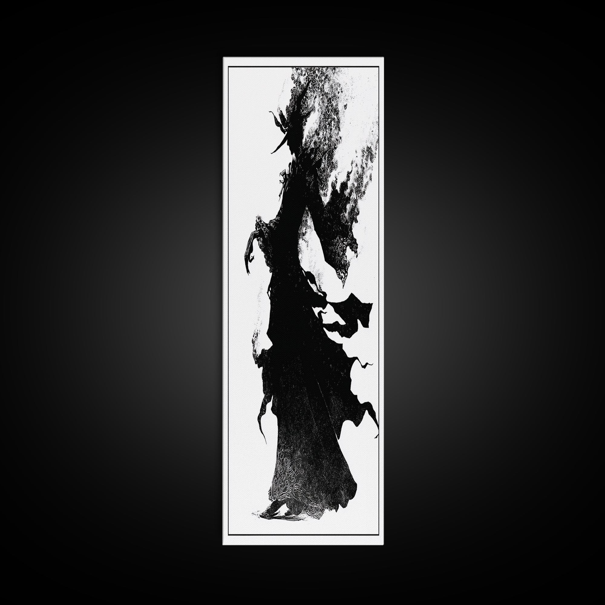 The Candlewax Man, Decadent Line Art, Vertical Wall Art, Dark Fantasy Wall Art, Framed Canvas Print, Halloween Wall Art