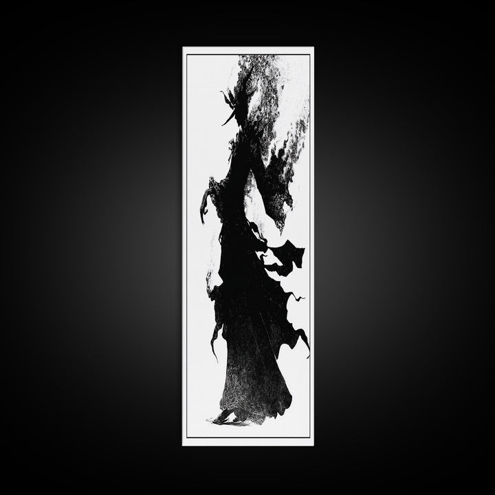 The Candlewax Man, Decadent Line Art, Vertical Wall Art, Dark Fantasy Wall Art, Framed Canvas Print, Halloween Wall Art