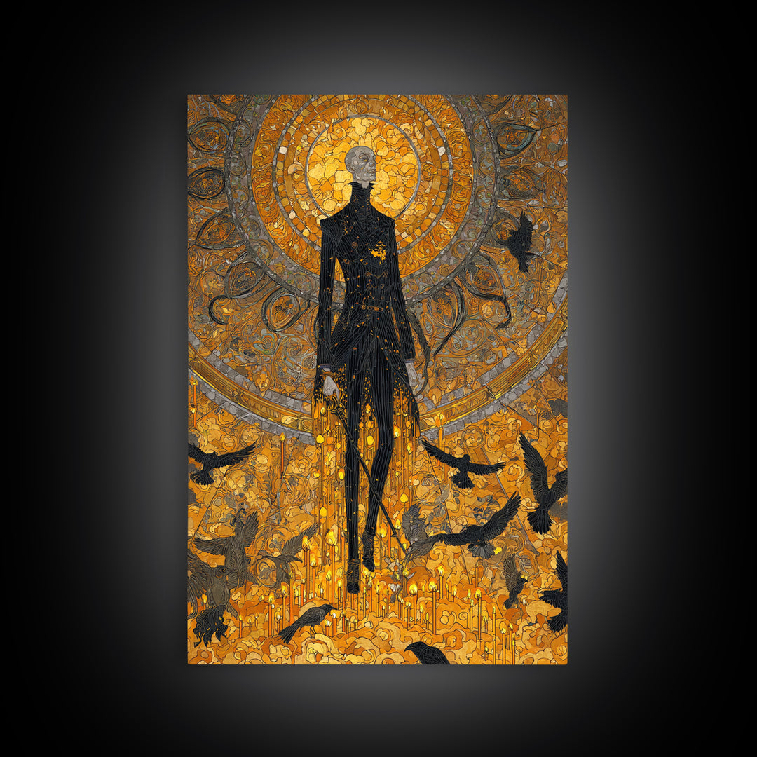The Candlewax Man, Stained Glass Gothic Art, Vertical Wall Art, Gothic Horror Wall Art, Canvas Print, Halloween Wall Art, Halloween Decor