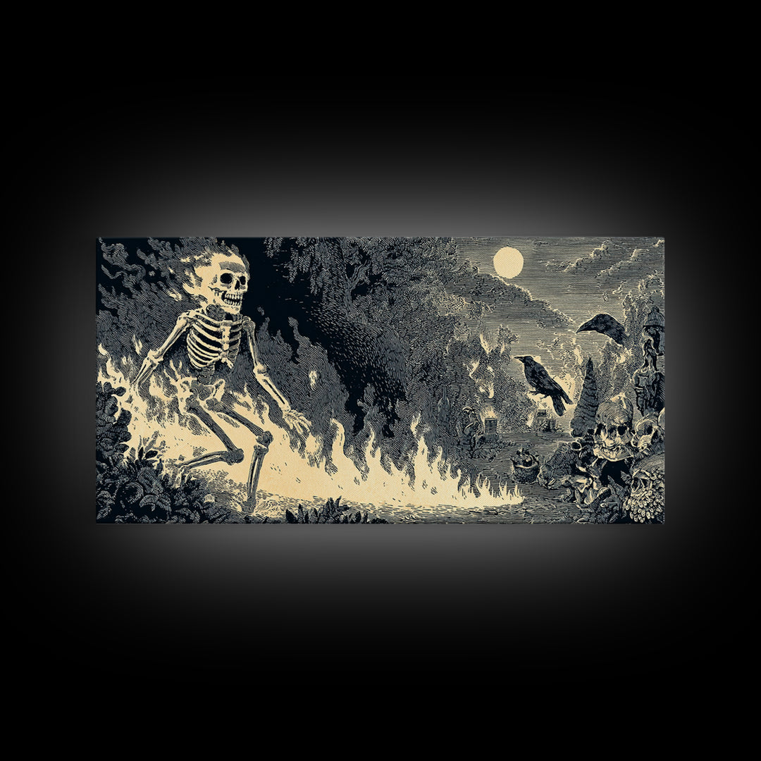 The Candlewax Man, Macabre Folk Print Art, Wide Panoramic Art, Dark Fantasy Wall Art, Canvas Print, Halloween Wall Art