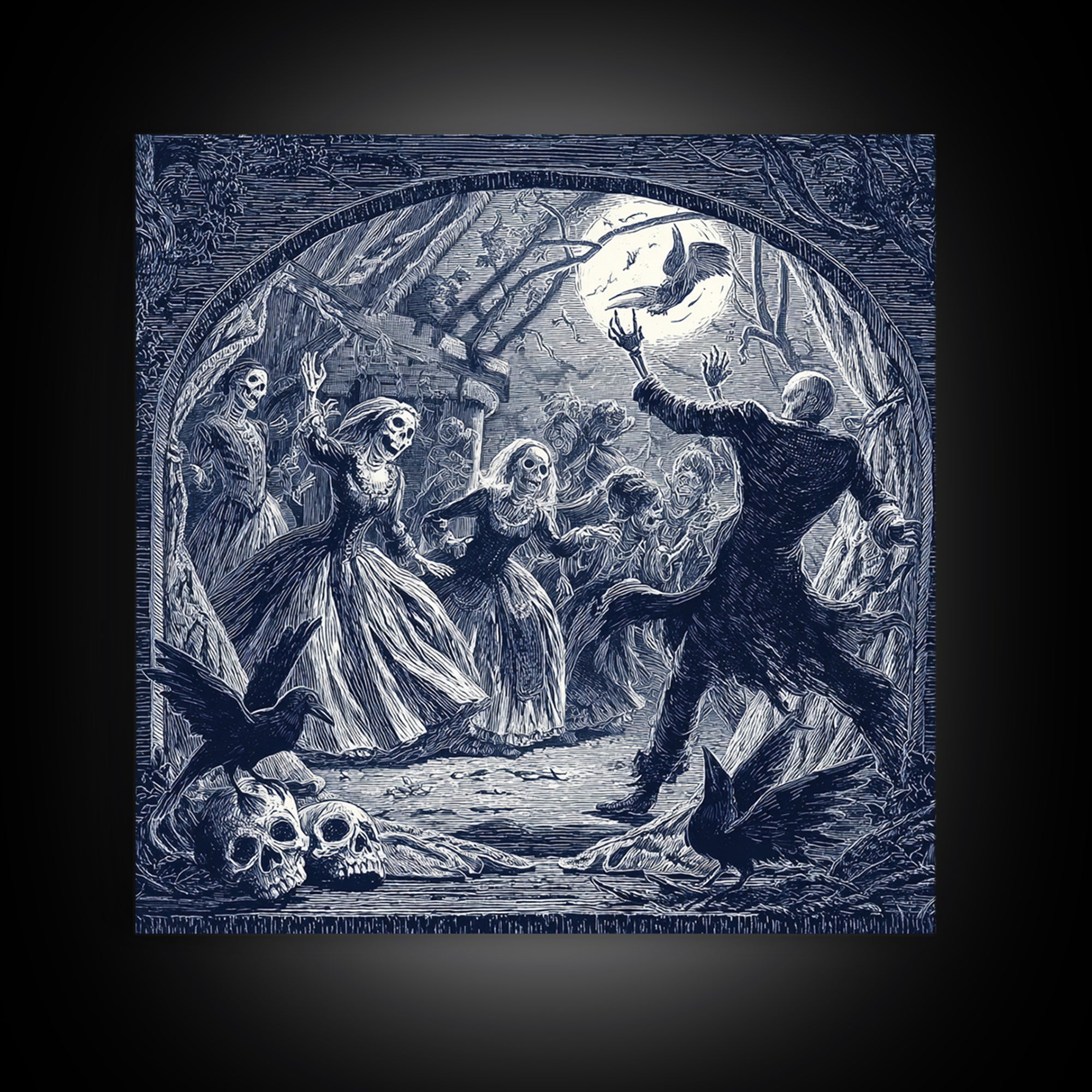 The Mirror Spirit, Macabre Folk Print Art, Square Wall Art, Dark Halloween Decor, Canvas Print, Halloween Wall Art