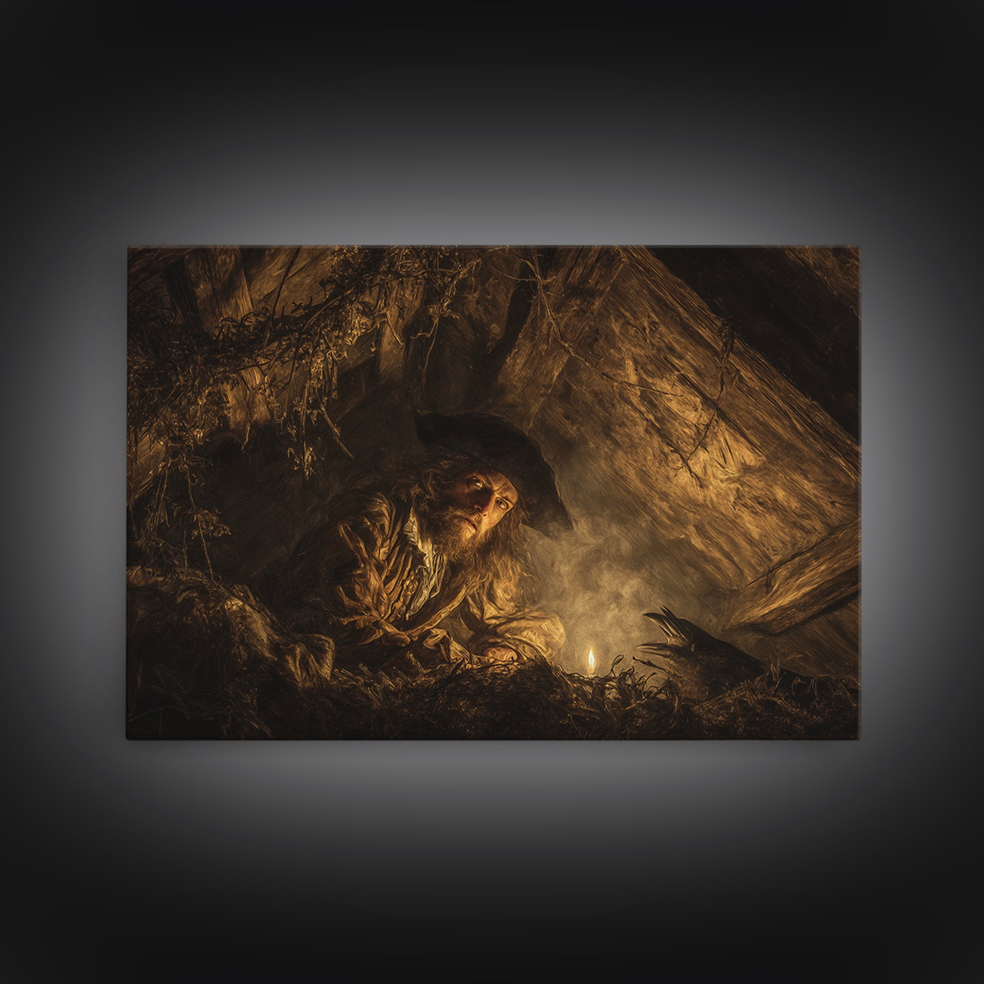 The Attic Whisperer, Baroque Witchcraft Art, Landscape Wall Art, Dark Halloween Decor, Canvas Print, Halloween Wall Art