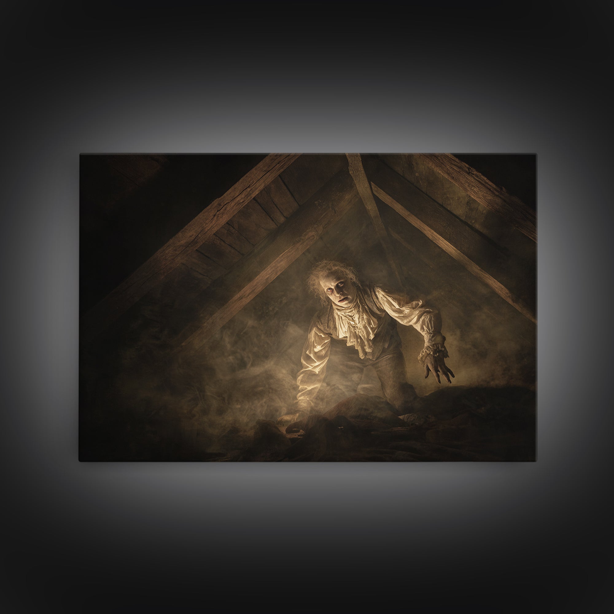 The Attic Whisperer, Gothic Nightmare Art, Landscape Wall Art, Gothic Horror Wall Art, Canvas Print, Halloween Wall Art