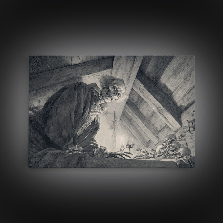 The Attic Whisperer, Decadent Gothic Art, Landscape Wall Art, Dark Halloween Decor, Canvas Print, Halloween Wall Art
