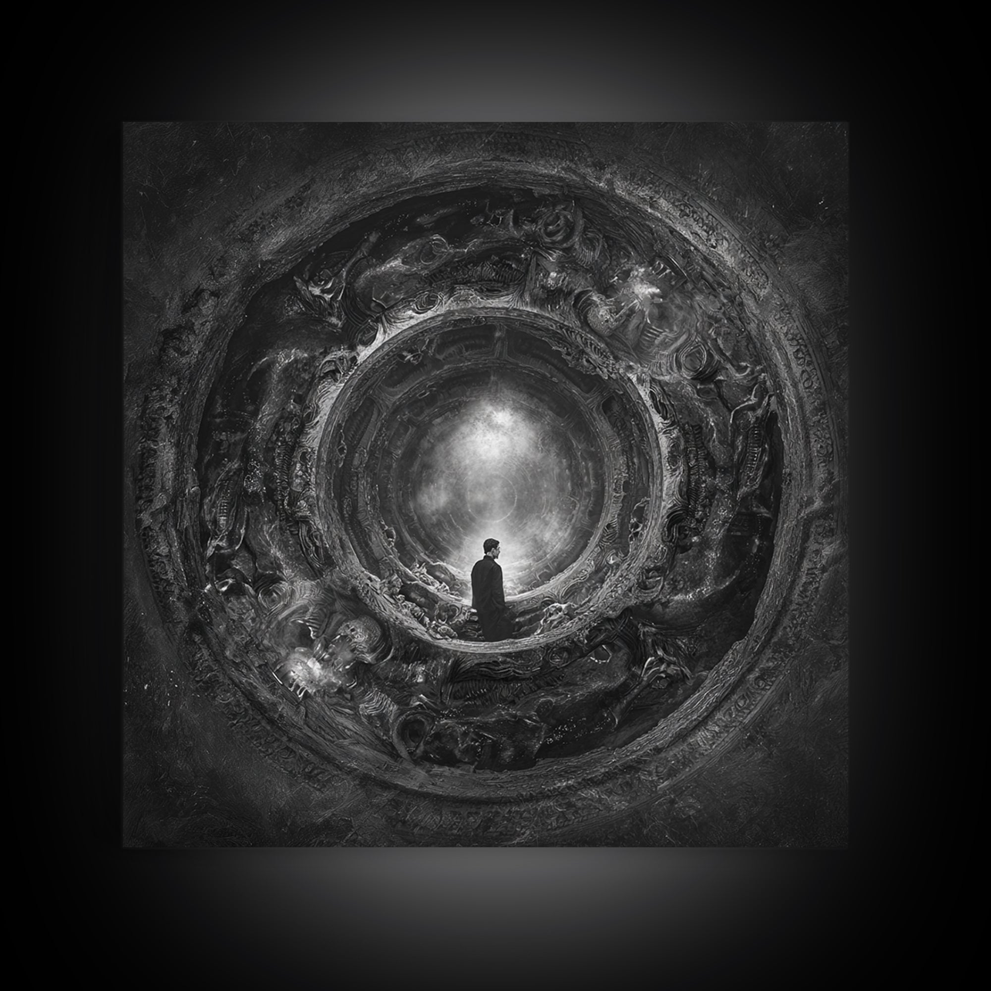 The Attic Whisperer, Biomechanical Horror Art, Square Wall Art, Dark Halloween Decor, Canvas Print, Halloween Wall Art, Statement Wall Art