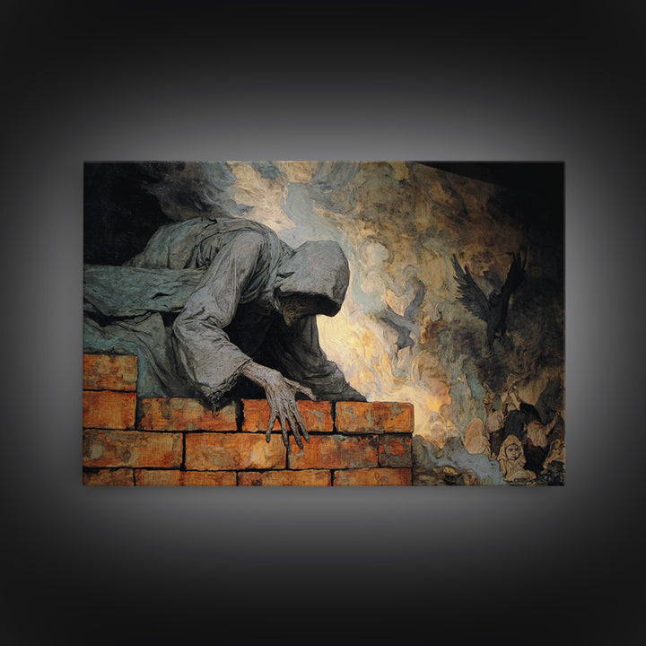 The Chimney Phantom, Dark Renaissance Art, Landscape Wall Art, Dark Fantasy Wall Art, Canvas Print, Halloween Wall Art