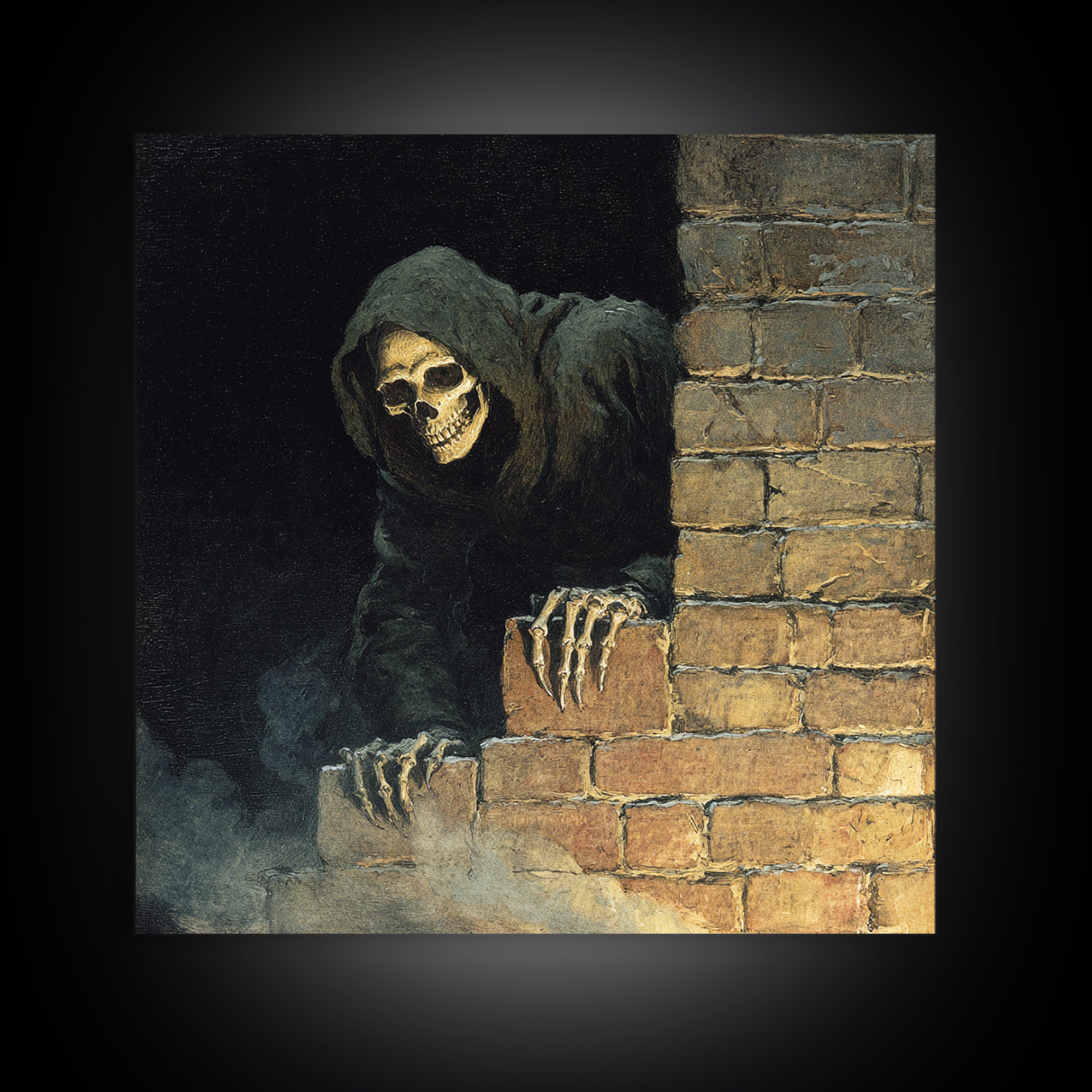 The Chimney Phantom, Danse Macabre Art, Square Wall Art, Gothic Horror Wall Art, Framed Canvas Print, Halloween Wall Art