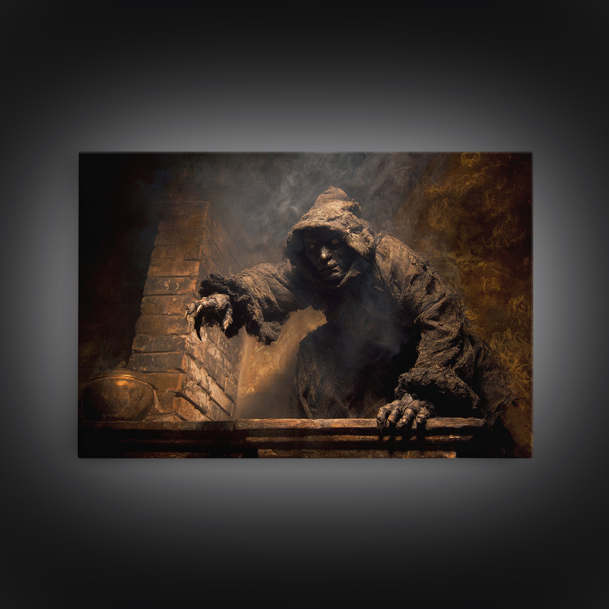 The Chimney Phantom, Dark Romantic Horror Art, Landscape Wall Art, Gothic Horror Wall Art, Canvas Print, Halloween Wall Art