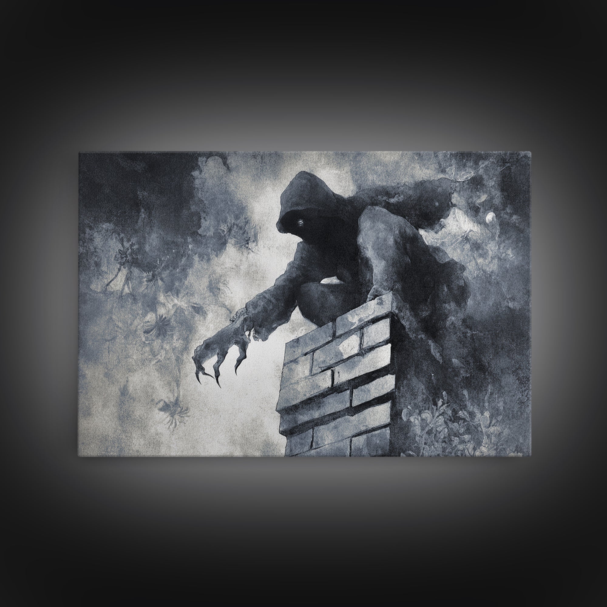 The Chimney Phantom, Symbolist Dream Art, Landscape Wall Art, Dark Fantasy Wall Art, Canvas Print, Halloween Wall Art
