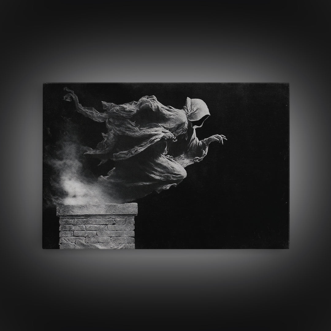 The Chimney Phantom, Symbolist Gothic Landscape, Landscape Wall Art, Dark Fantasy Wall Art, Framed Canvas Print, Halloween Wall Art