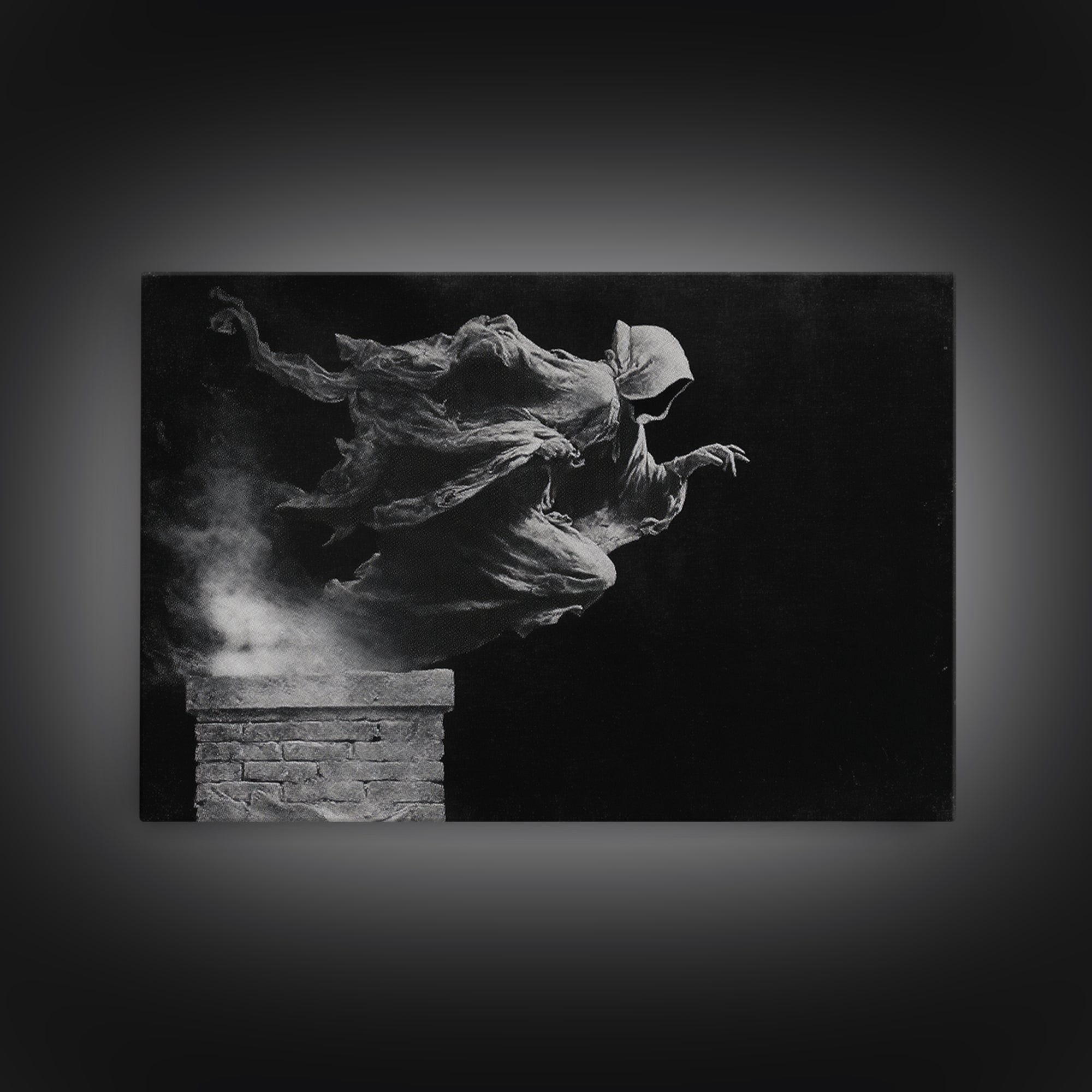 The Chimney Phantom, Symbolist Gothic Landscape, Landscape Wall Art, Dark Fantasy Wall Art, Framed Canvas Print, Halloween Wall Art