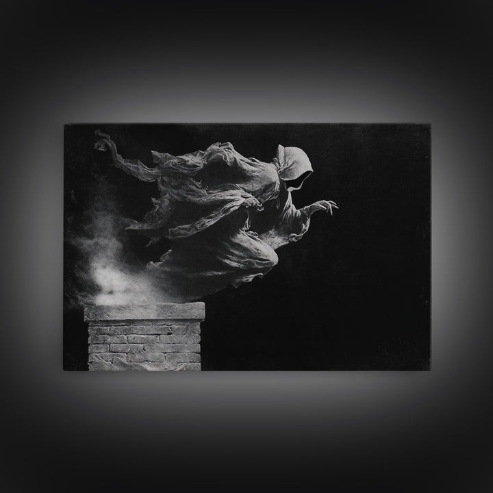 The Chimney Phantom, Symbolist Gothic Landscape, Landscape Wall Art, Dark Fantasy Wall Art, Framed Canvas Print, Halloween Wall Art