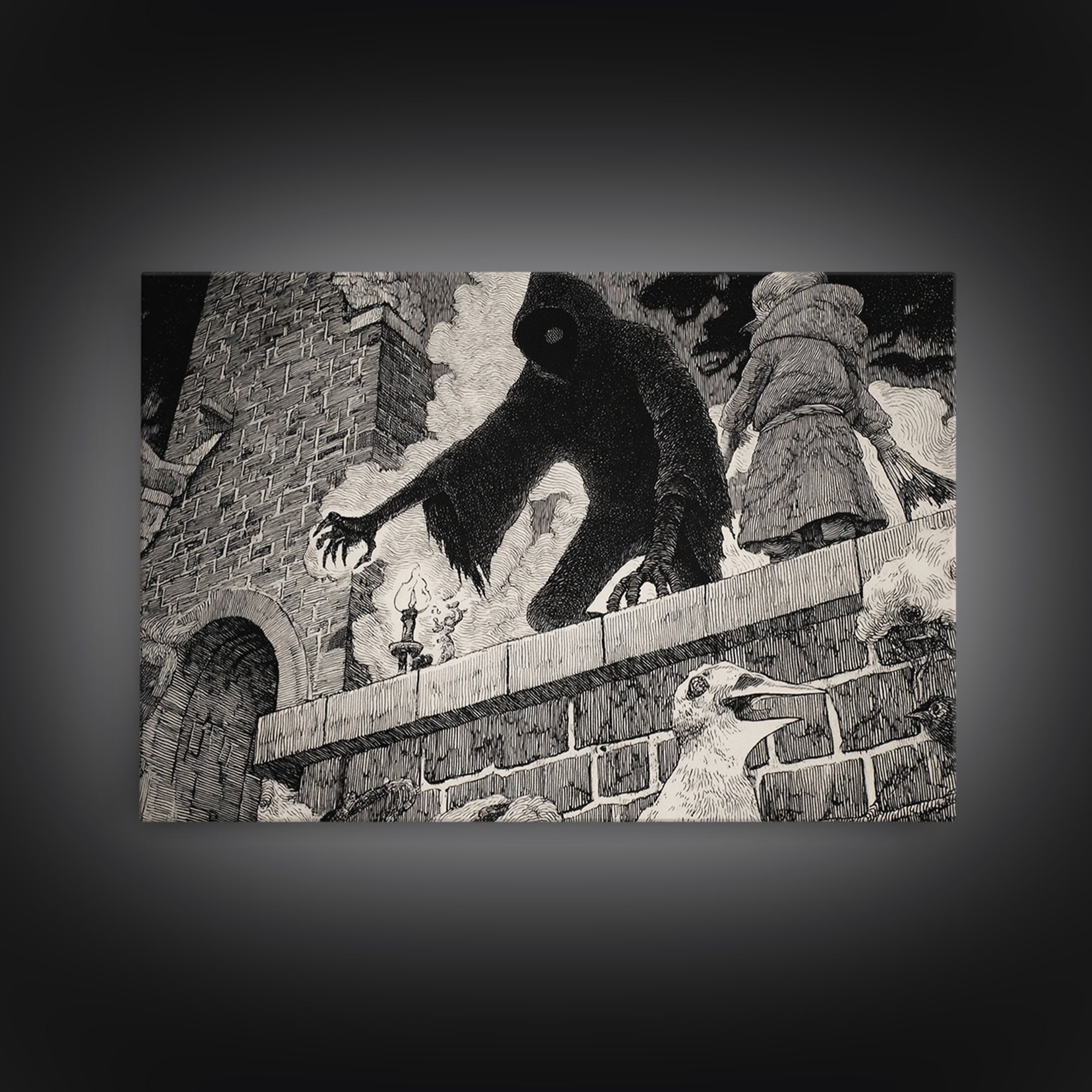 The Chimney Phantom, Victorian Macabre Art, Landscape Wall Art, Gothic Horror Wall Art, Canvas Print, Halloween Wall Art