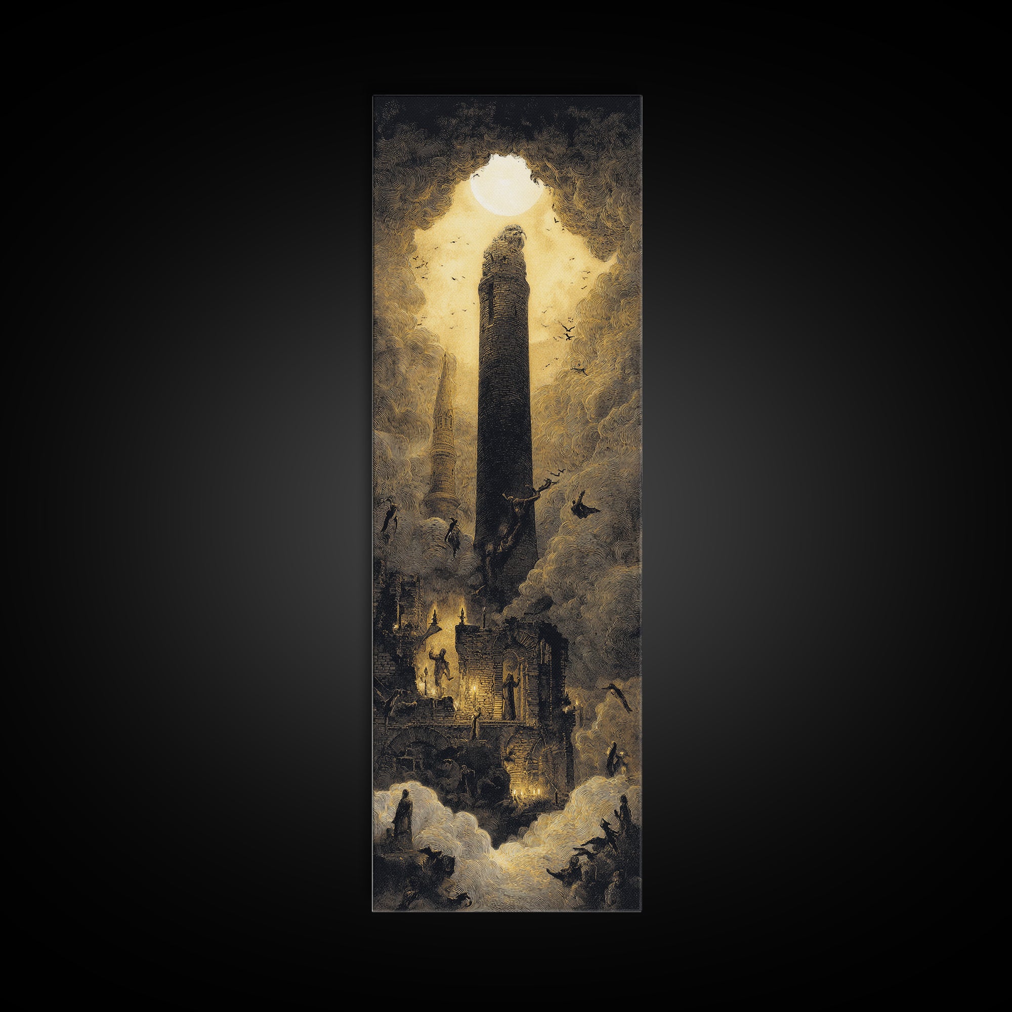 The Chimney Phantom, Surreal Apocalyptic Art, Tall Narrow Wall Art, Gothic Horror Wall Art, Canvas Print, Halloween Wall Art