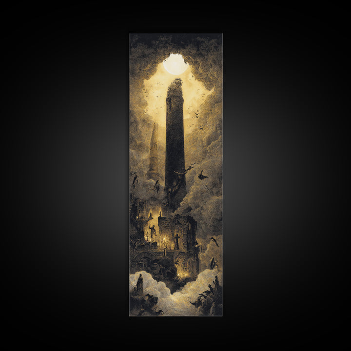 The Chimney Phantom, Surreal Apocalyptic Art, Tall Narrow Wall Art, Gothic Horror Wall Art, Canvas Print, Halloween Wall Art