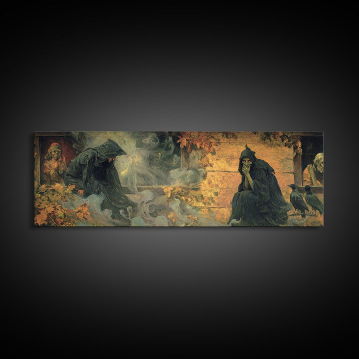 The Red-Eyed Night Hag, Dark Symbolist Art, Extra Wide Wall Art, Dark Fantasy Wall Art, Framed Canvas Print, Halloween Wall Art