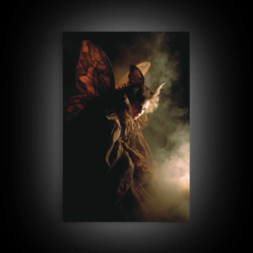 The Velvet Moth Witch, Gothic Nightmare Art, Vertical Wall Art, Gothic Horror Wall Art, Canvas Print, Halloween Wall Art