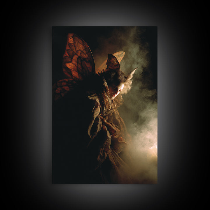 The Velvet Moth Witch, Gothic Nightmare Art, Vertical Wall Art, Gothic Horror Wall Art, Canvas Print, Halloween Wall Art
