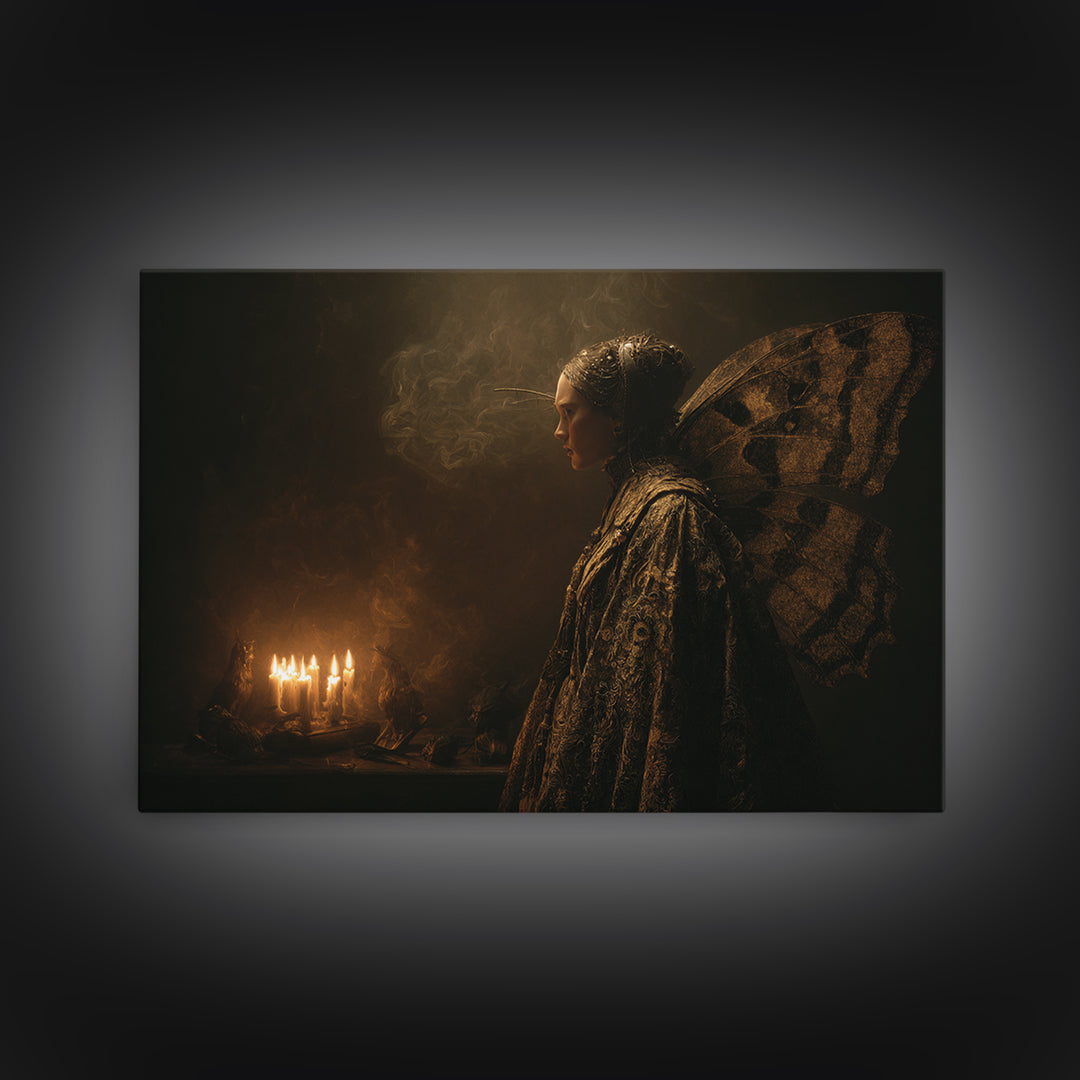 The Velvet Moth Witch, Symbolist Gothic Landscape, Landscape Wall Art, Gothic Horror Wall Art, Canvas Print, Halloween Wall Art