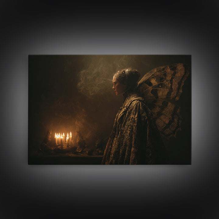 The Velvet Moth Witch, Symbolist Gothic Landscape, Landscape Wall Art, Gothic Horror Wall Art, Canvas Print, Halloween Wall Art