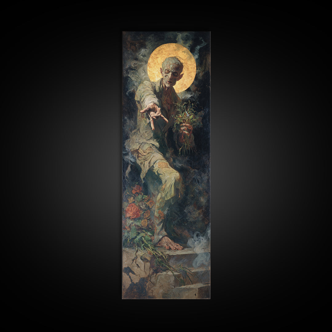 The Ghostly Groom, Dark Renaissance Art, Tall Narrow Wall Art, Gothic Horror Wall Art, Framed Canvas Print, Halloween Wall Art
