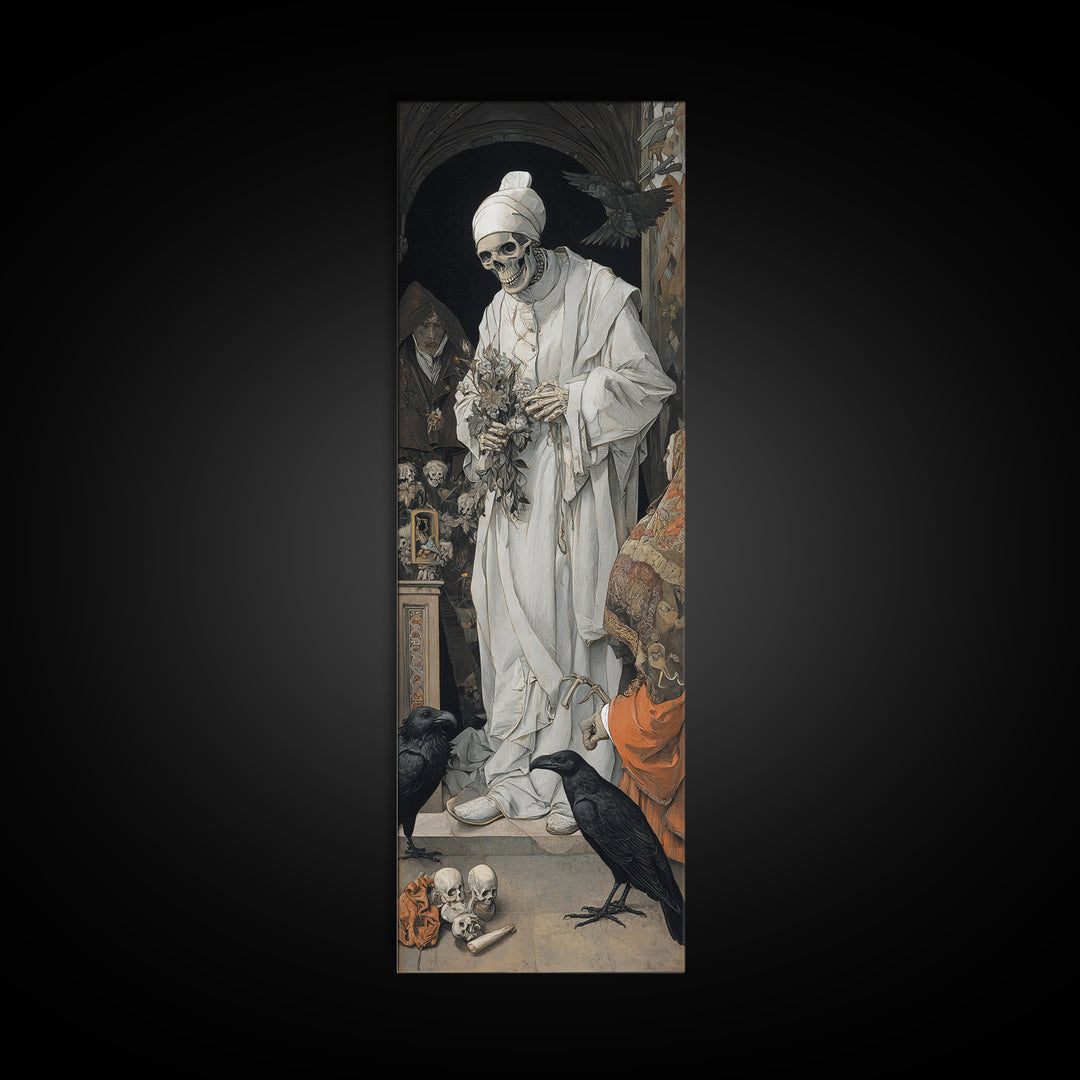 The Ghostly Groom, Danse Macabre Art, Tall Narrow Wall Art, Gothic Horror Wall Art, Framed Canvas Print