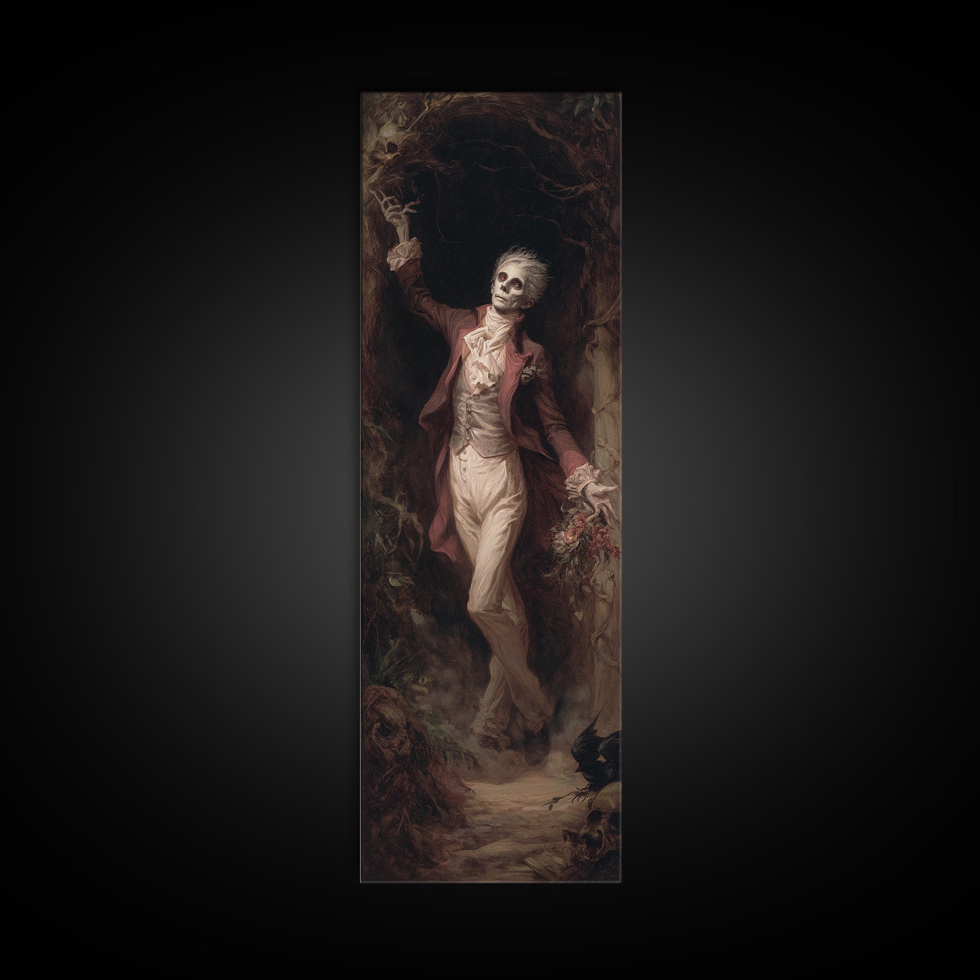 The Ghostly Groom, Gothic Nightmare Art, Tall Narrow Wall Art, Macabre Wall Art, Framed Canvas Print, Halloween Wall Art