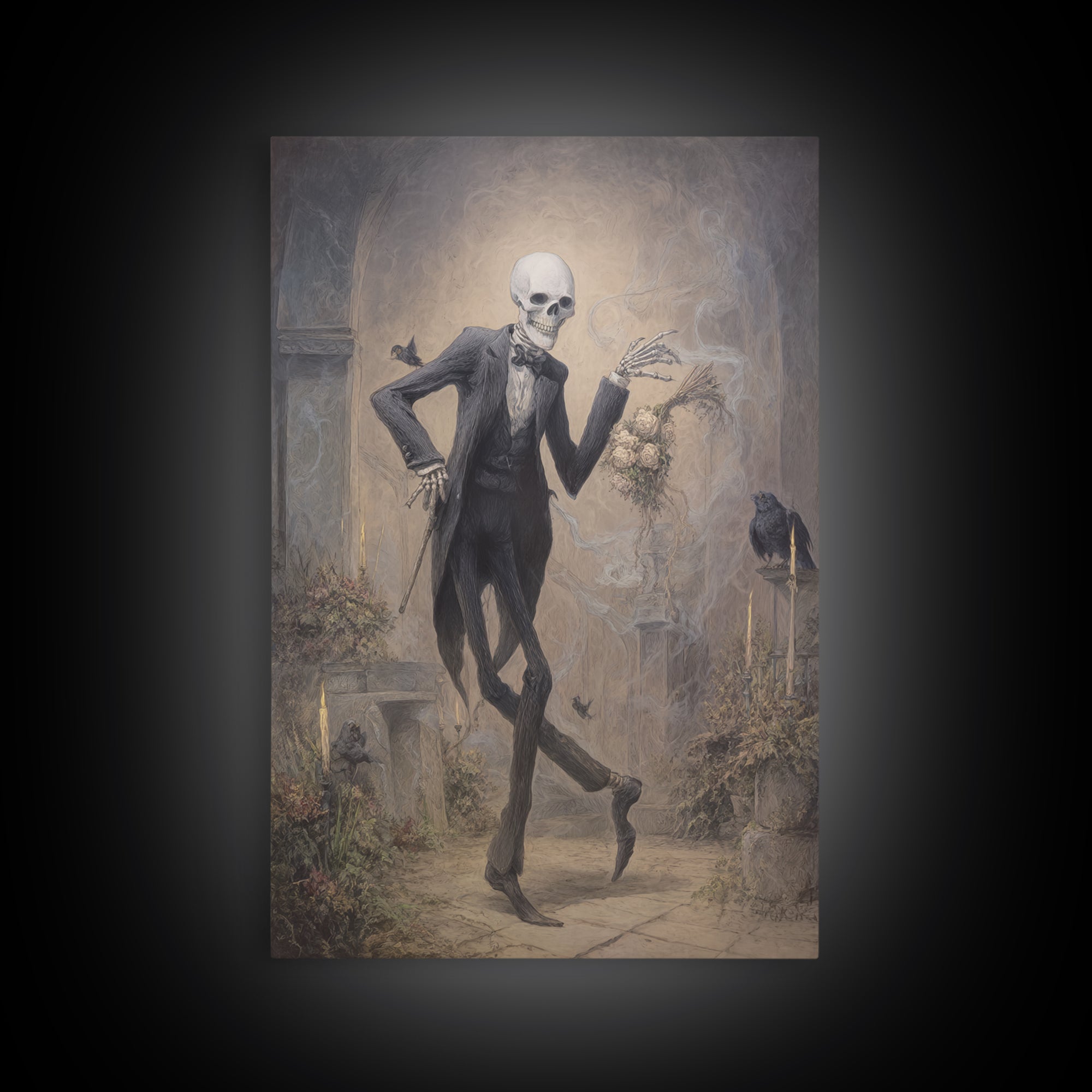 The Ghostly Groom, Victorian Macabre Art, Vertical Wall Art, Dark Halloween Decor, Framed Canvas Print, Halloween Wall Art