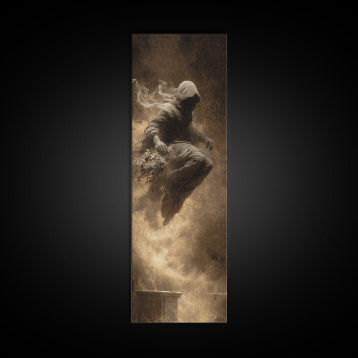 The Ghostly Groom, Surreal Apocalyptic Art, Tall Narrow Wall Art, Macabre Wall Art, Canvas Print, Halloween Wall Art