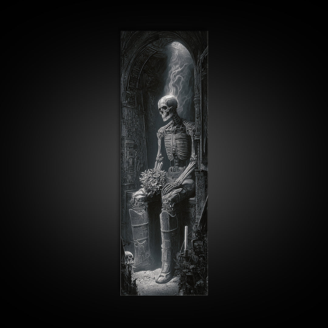 The Ghostly Groom, Biomechanical Horror Art, Tall Narrow Wall Art, Gothic Horror Wall Art, Canvas Print, Halloween Wall Art