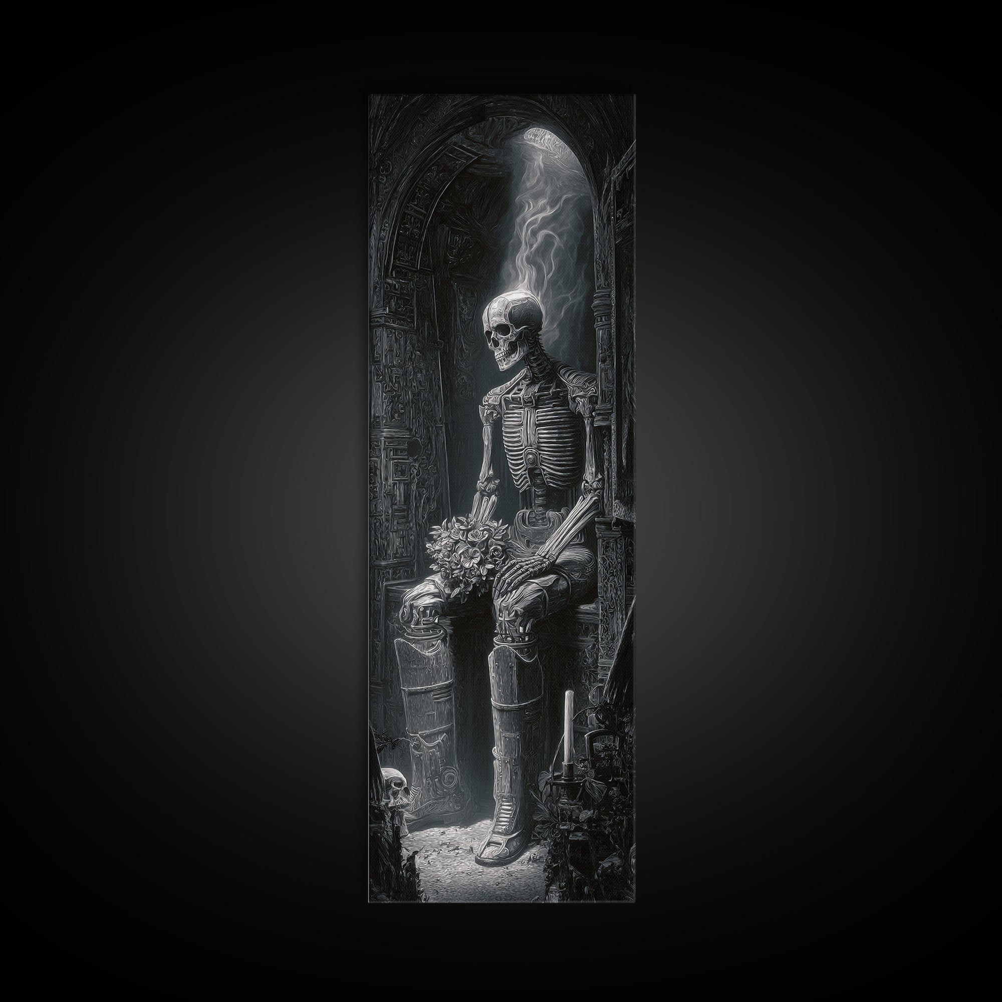 The Ghostly Groom, Biomechanical Horror Art, Tall Narrow Wall Art, Gothic Horror Wall Art, Canvas Print, Halloween Wall Art