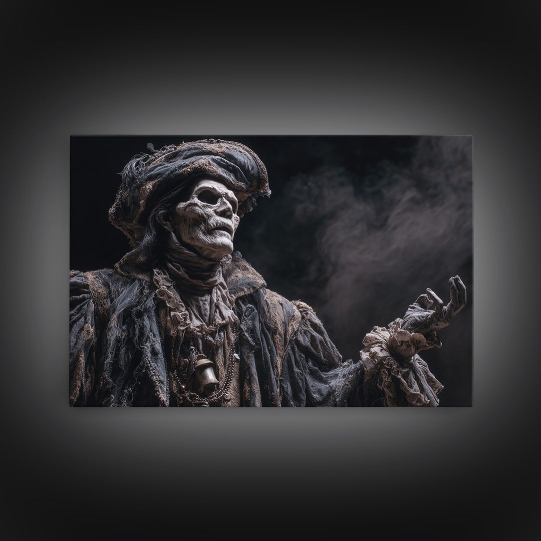 The Phantom Jester, Dark Romantic Horror Art, Landscape Wall Art, Dark Halloween Decor, Framed Canvas Print, Halloween Wall Art