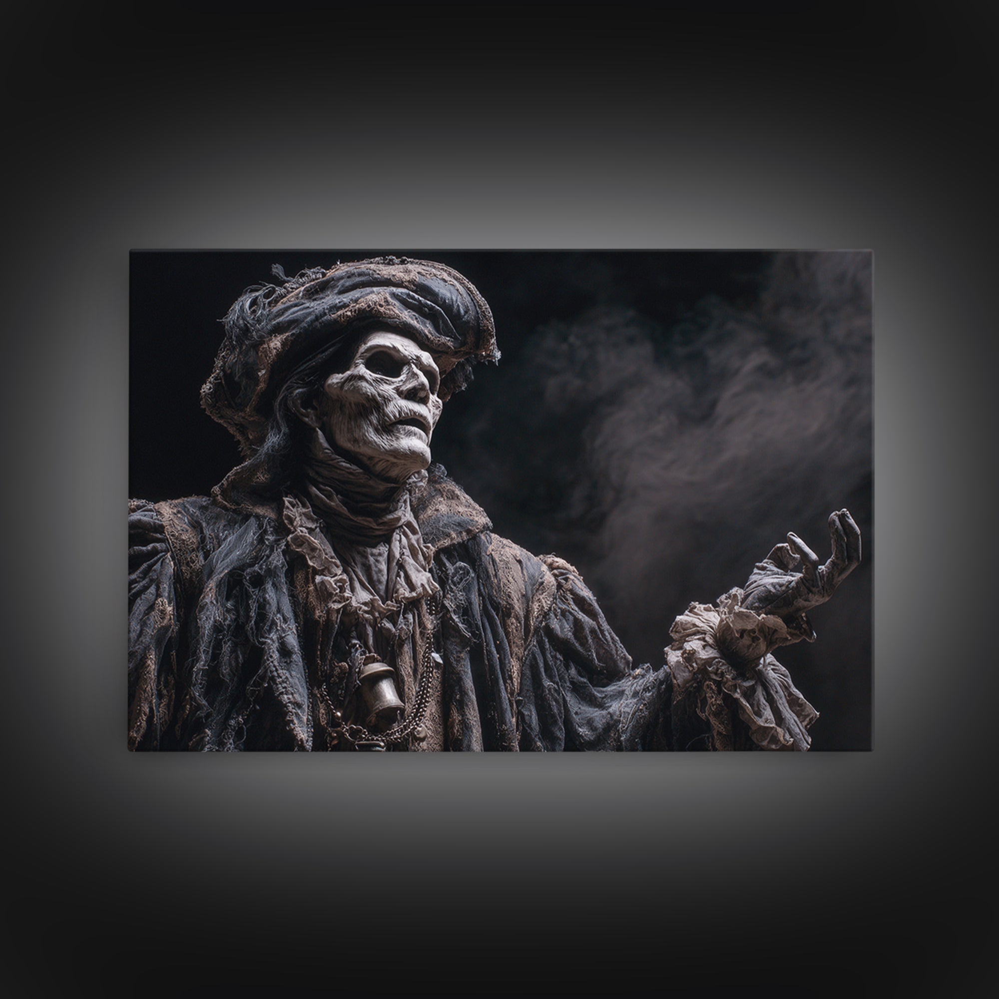 The Phantom Jester, Dark Romantic Horror Art, Landscape Wall Art, Dark Halloween Decor, Framed Canvas Print, Halloween Wall Art